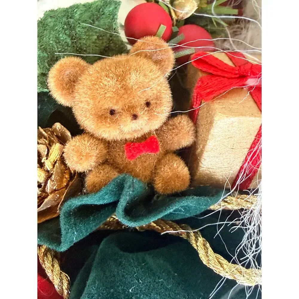 Vintage Santa Christmas Stocking with Attached Plush Santa Figure, Decor
